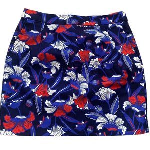 J. Crew Womens‎ Size 4 Floral Red White Blue Short Mini Skirt Zipper Closure